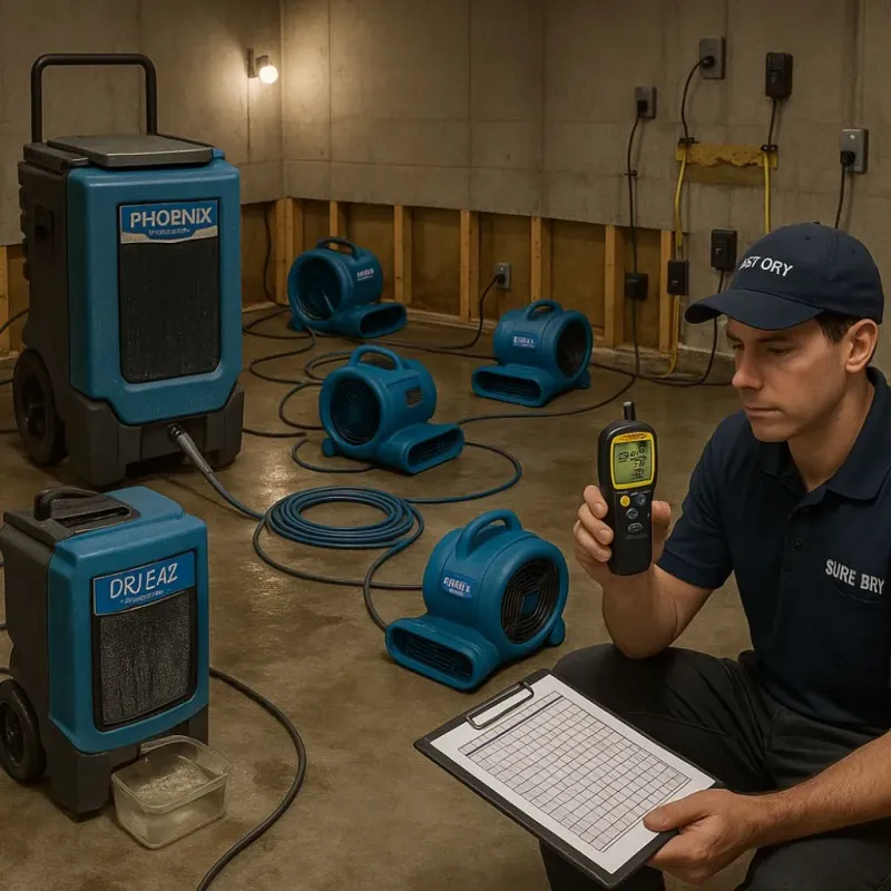 Structural Drying and Dehumidification process in Wesson, MS